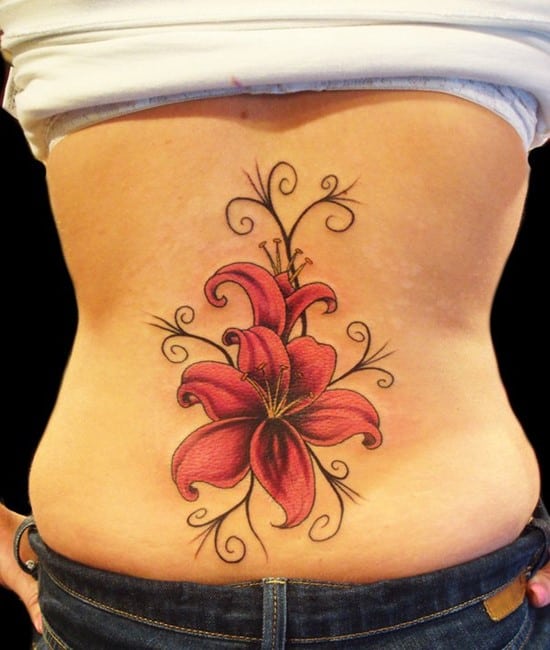 pink water lily tattoo on back 22-flower-tattoo