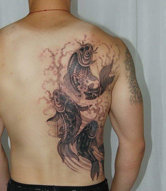 black koi fish tattoo on back 25-fish-tattoo