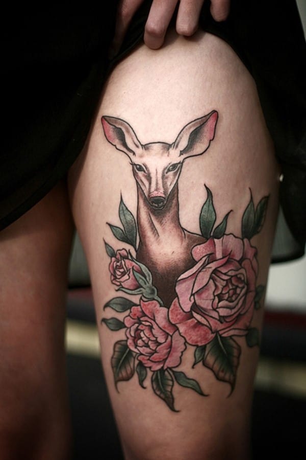 26-Cute-Deer-and-Flower-Tattoo