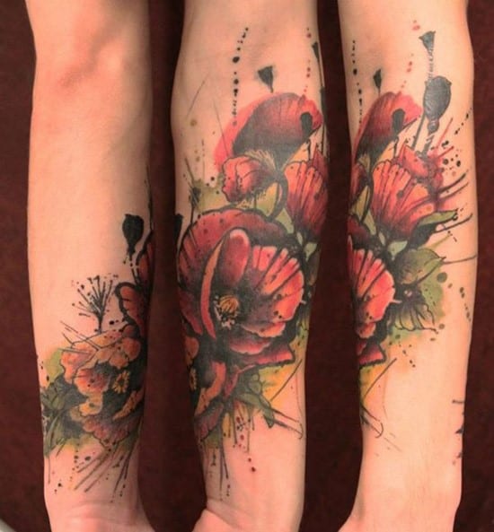 28-Watercolor-Flower-Forearm-Tattoo