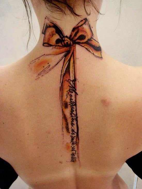 28-Watercolor-Ribbon-Tattoo-on-neck