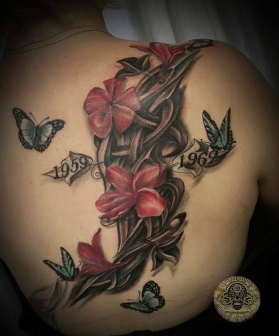 butterfly and flower tattoo on back 3-flower-tattoo1