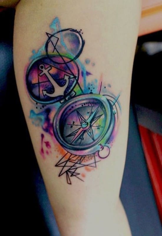 30-Compass-Watercolor-Tattoo