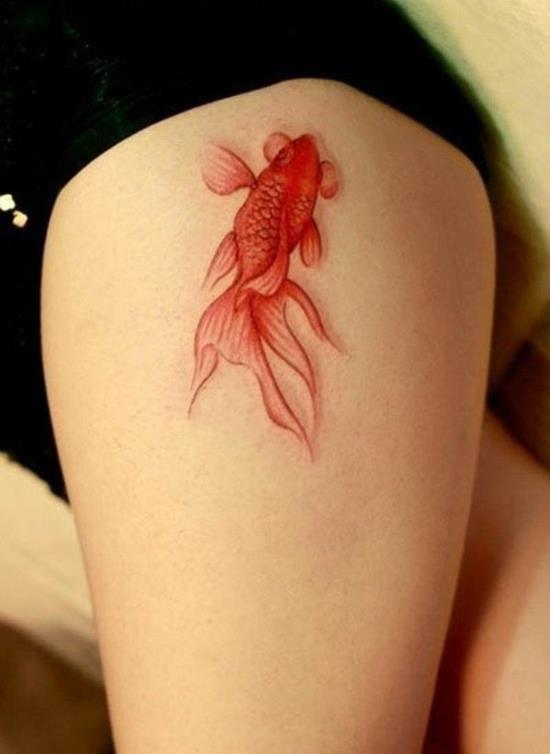 red koi fish tattoo on leg 32-fish-tattoo