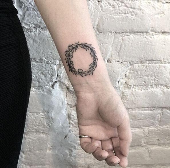 Laurel Wreath Tattoo on Wrist by Anna Bravo