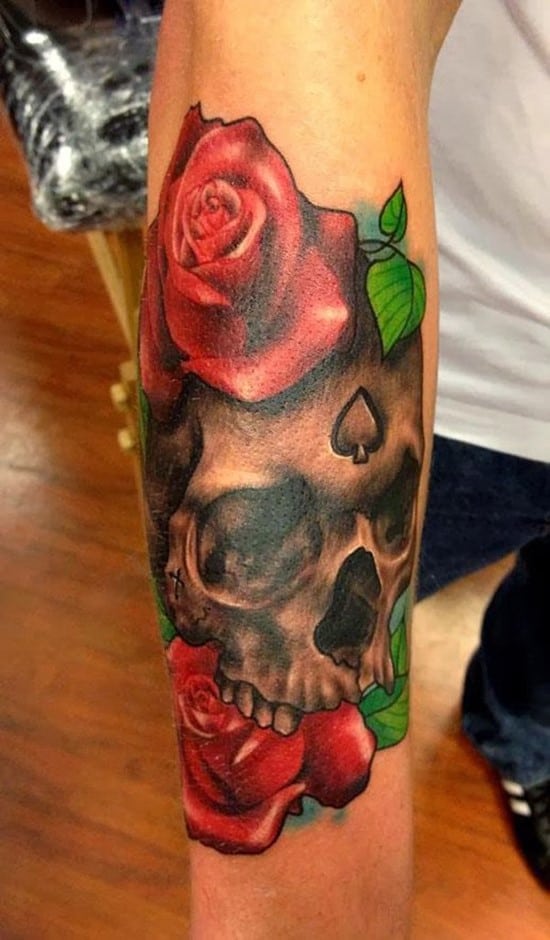 34-3D-Skull-Forearm-Tattoo