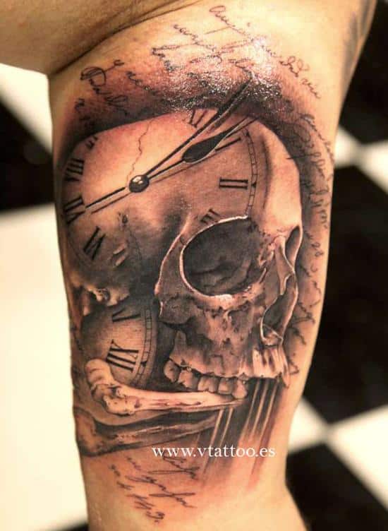 skull calavera watch tattoo