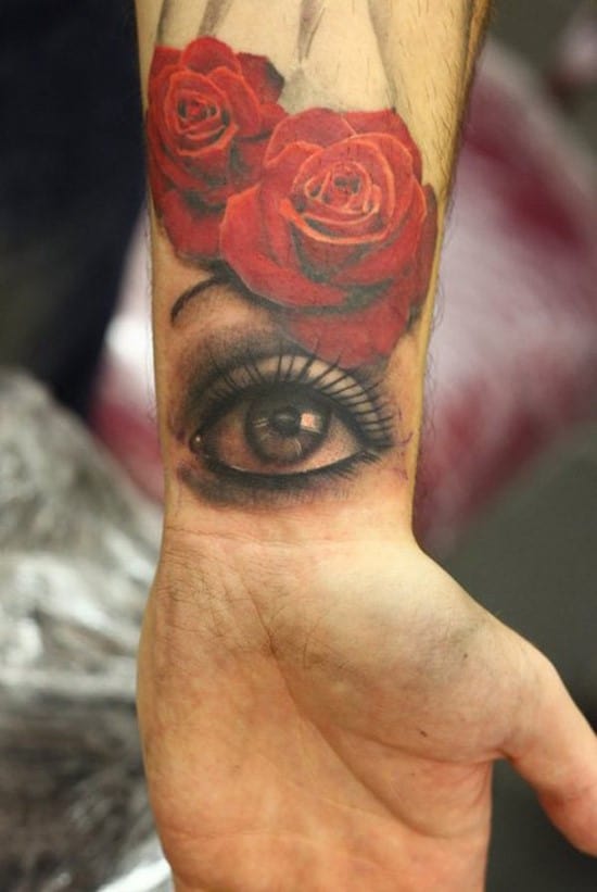 35-Eye-and-Rose-Forearm-Tattoo