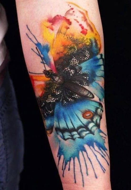 36-Watercolor-butterfly-tattoo-on-arm