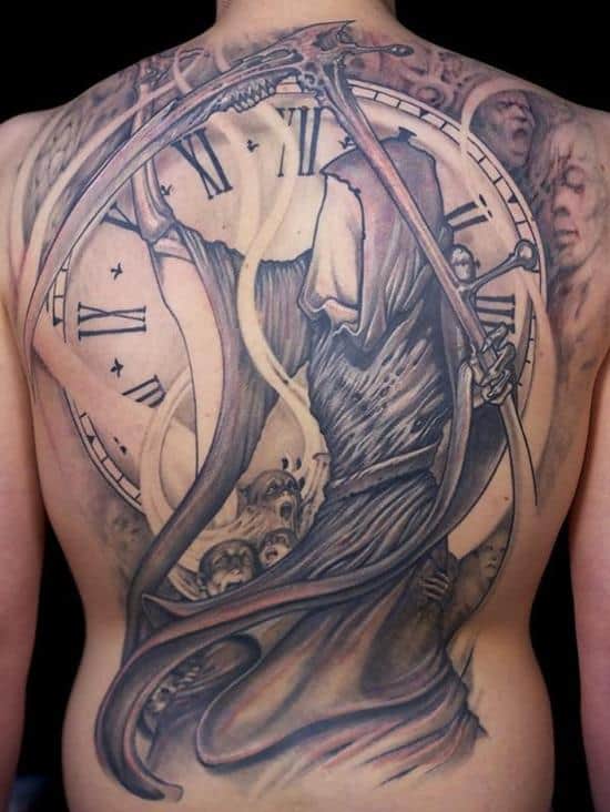 Grim Reaper with Clock Tattoo