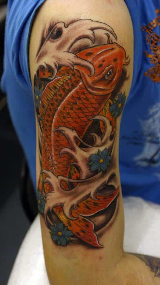 orange koi fish tattoo on arm 38-fish-tattoo