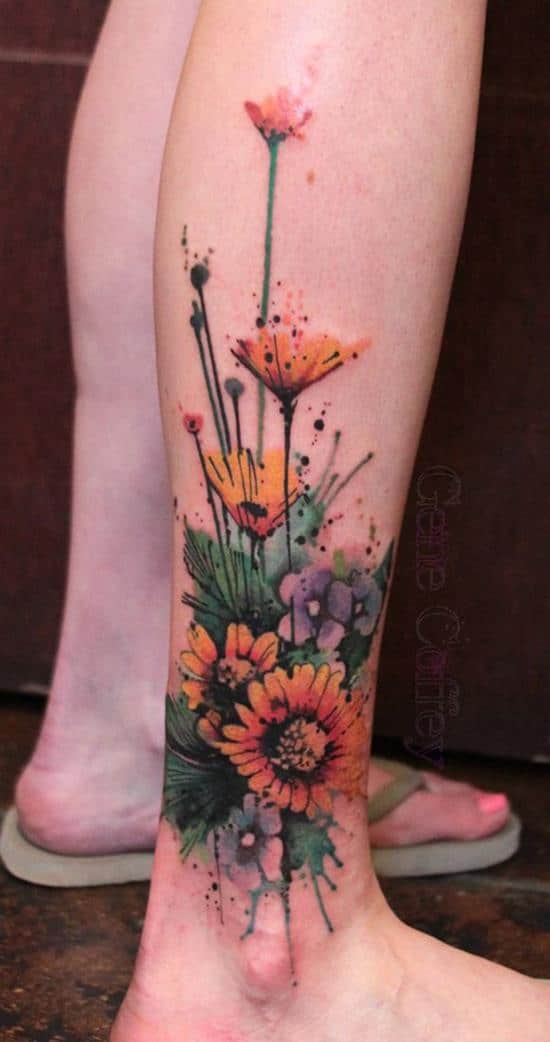 43-sunflower-leg-tattoo