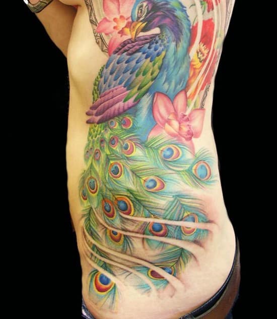 46-Peacock-Tattoo-on-Side