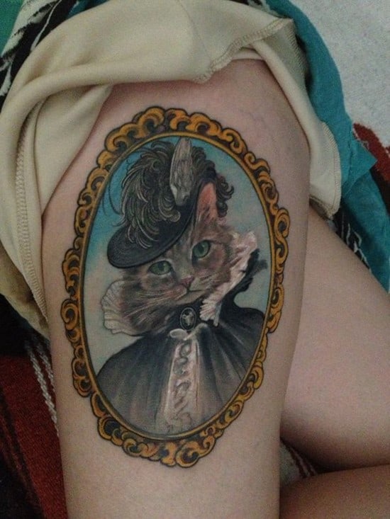 48-Cat-Tattoo-on-Thigh