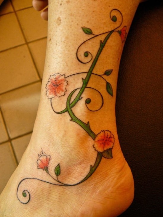 floral tattoo on ankle 5-Ankle-tattoo