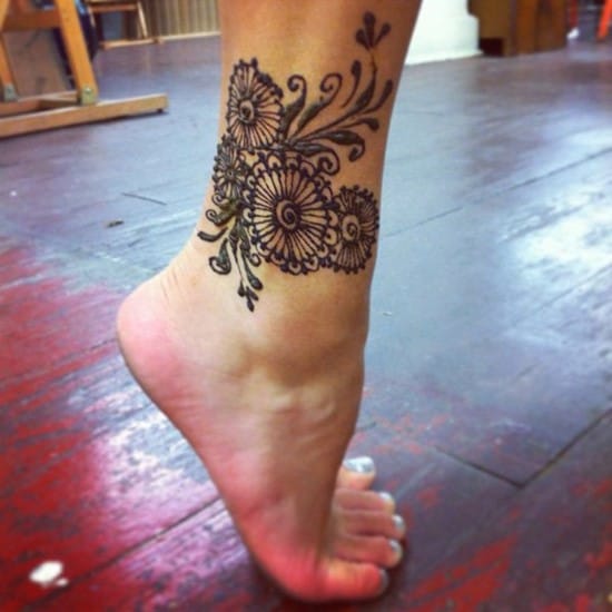 mandala tattoo on ankle 6-henna-lotus