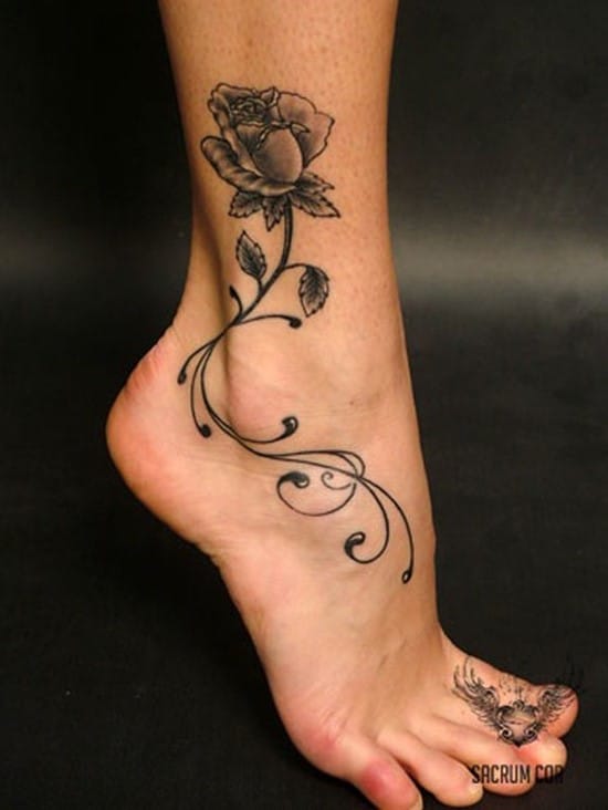 rose tattoo on ankle 60-Ankle-Tattoo