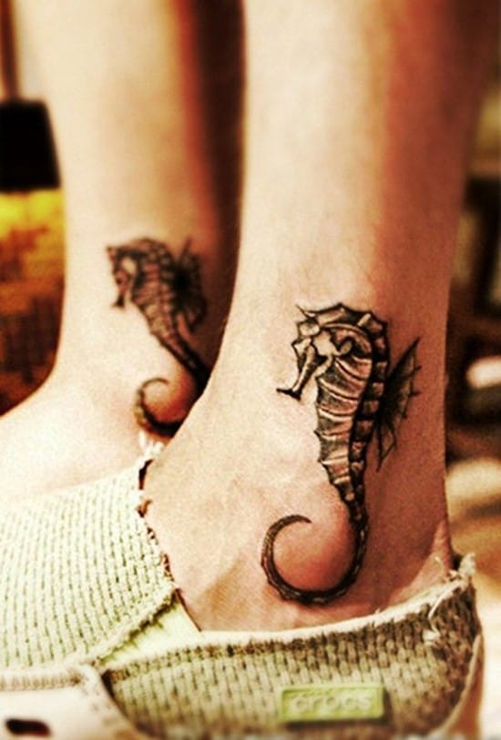 seahorse tattoo on ankle 63-Hippocampus-Ankle-Tattoo