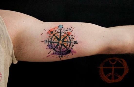9-Compass-watercolor-tattoo