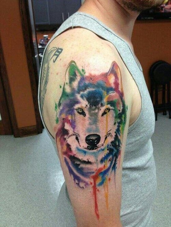 9-Watercolor-wolf-tattoo