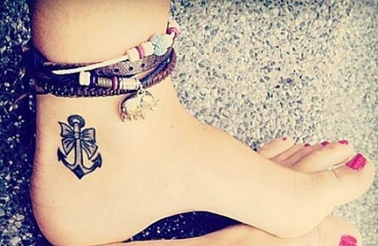 anchor with ribbon tattoo on ankle Beautiful-Anchor-Ankle-Tattoo-for-Women