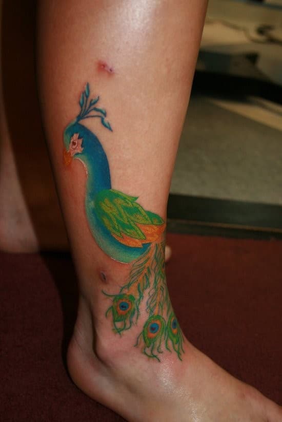 Beautiful-Peacock-Ankle-Tattoo