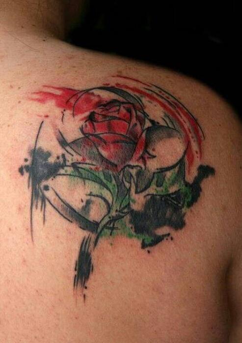 Beauty-and-the-Beast-watercolor-rose-tattoo