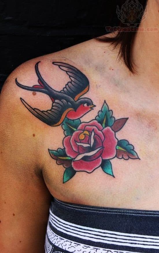 Bird-and-rose-collar-bone-tattoo-designs