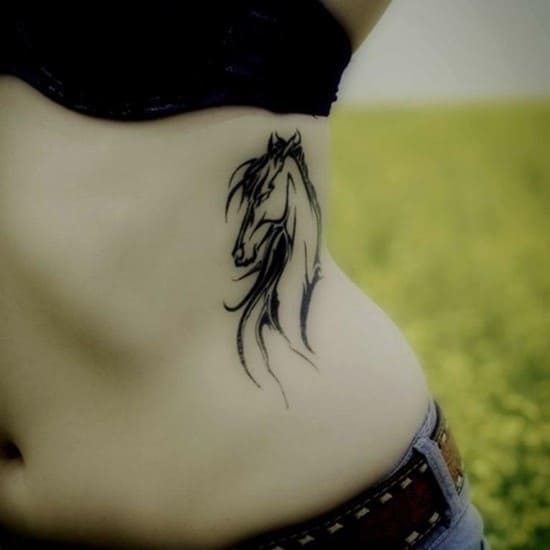 Black-Ink-Horse-Tattoo-For-Girl