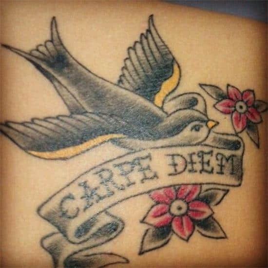 carpe diem and birds tattoo design