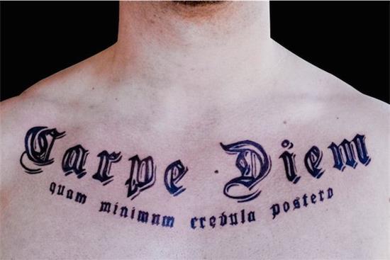 carpe diem chest tattoo design