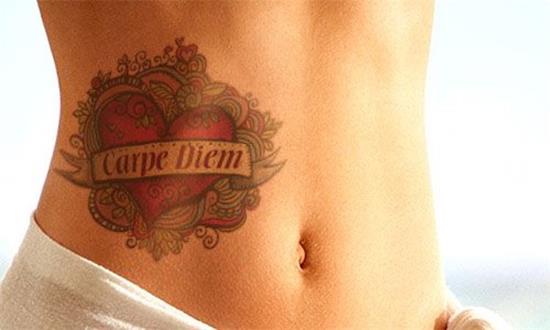carpe diem tattoo design on love handle
