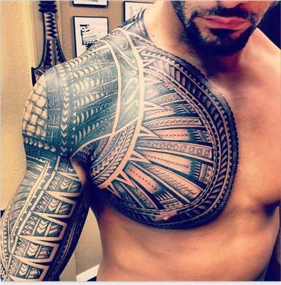 50 Polynesian Chest Tattoo Designs For Men  Tribal Ideas