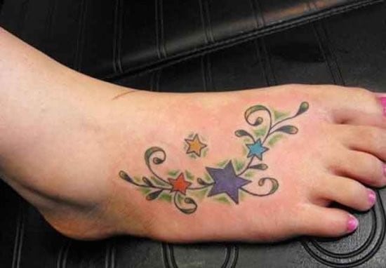 star tattoo on ankle Colorful-Star-Ankle-Tattoo