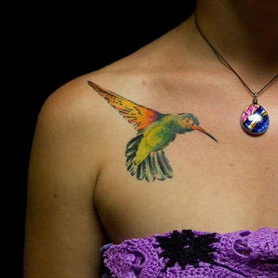 Colourful-bird-collar-bone-tattoo