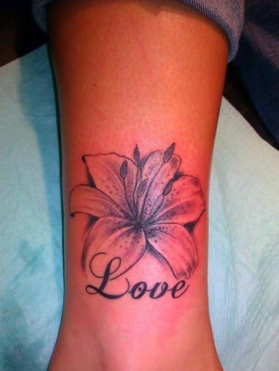 lily tattoo on ankle Flower-Love-Ankle-Tattoo