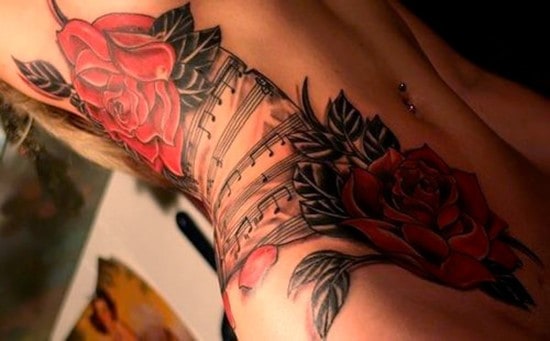 Hot-rose-stomach-tattoo