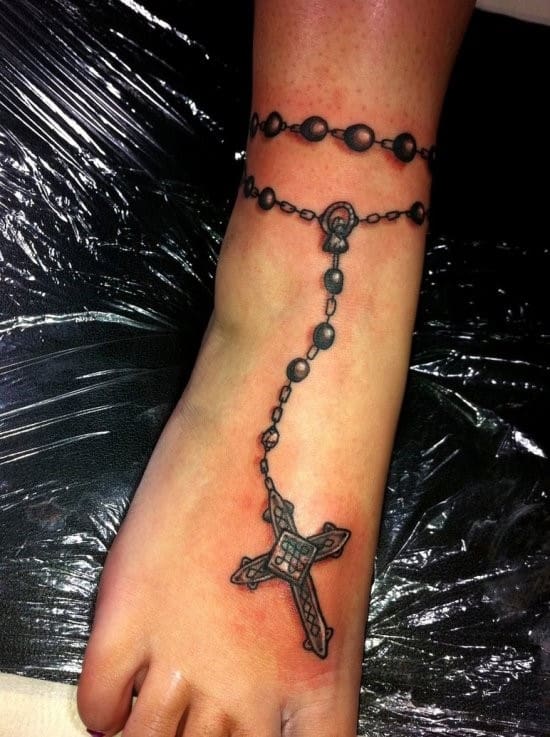 rosary tattoo on ankle Pretty-Rosary-Ankle-Tattoo-for-Women