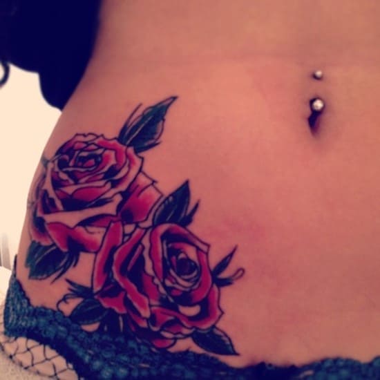 Rose-stomach-tattoo