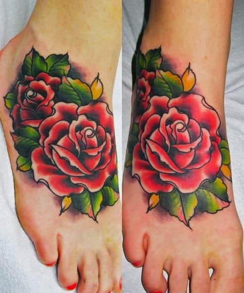 Rose-tattoo-on-foot-Women-tattoos