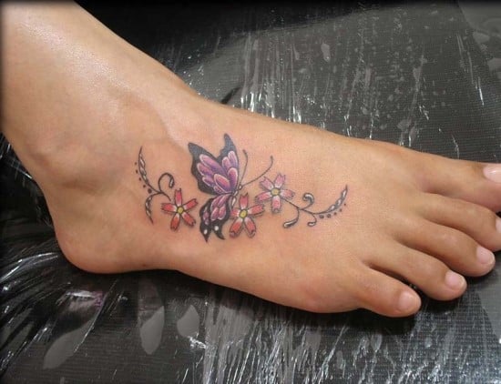 butterfly and cherry blossom tattoo on ankle Small-Butterfly-Ankle-Tattoo-for-Women