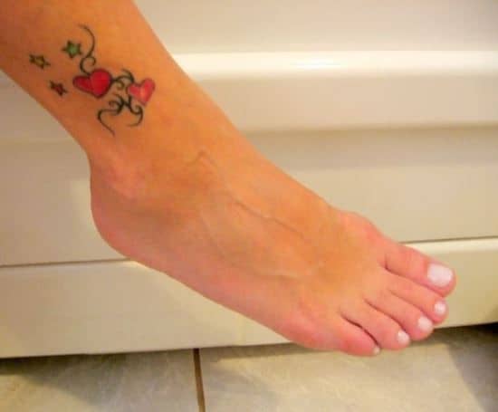 star and heart tattoo on ankle Small-Colorful-Heart-Ankle-Tattoo-for-Women