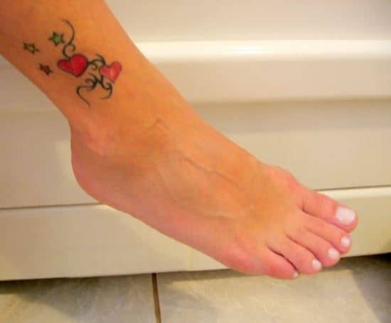 heart tattoos on ankle