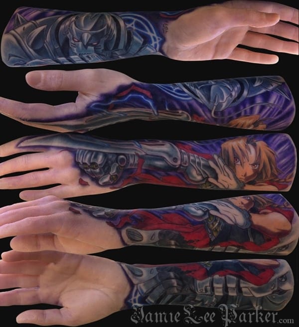 Synthetic-tattooed-Full-Metal-Alchemist-arm-done-by-Jamie-Lee-Parker-at-MD-Tattoo-Studio-in-Northridge-CA.-the-arm-is-from-a-company-called-A-Pound-Of-Flesh.-650x711