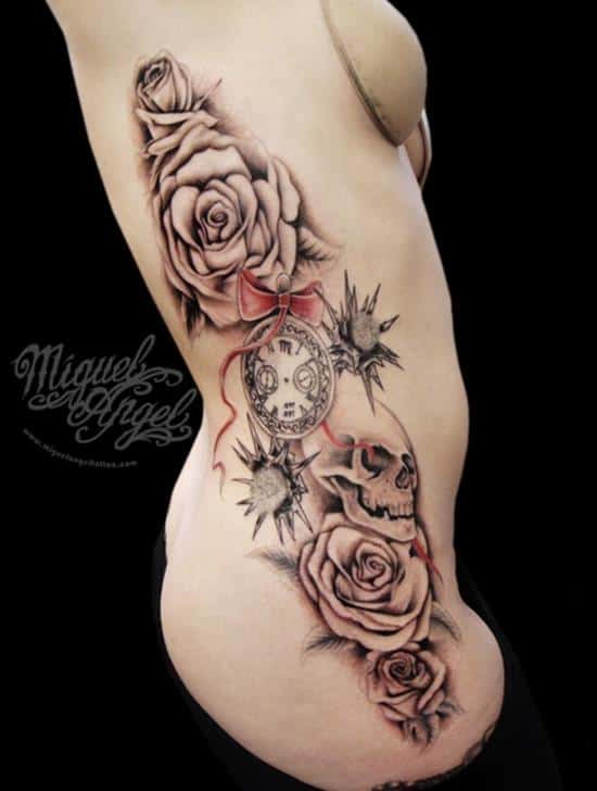 Women-tattoos-Rose-tattoo-on-side-of-body