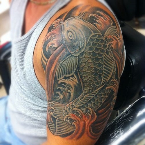 koi fish tattoo on arm