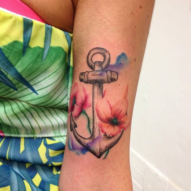 Watercolor Compass And Anchor Tattoo  Best Tattoo Ideas Gallery