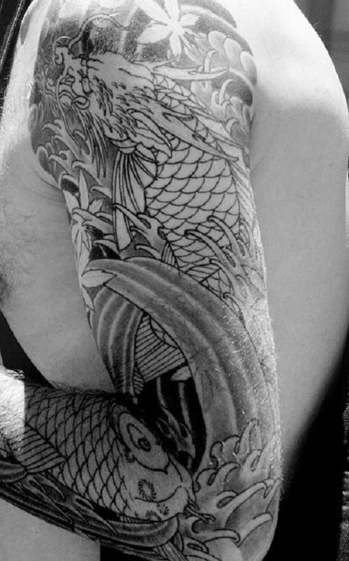 Asian Dragon and Koi Tattoo