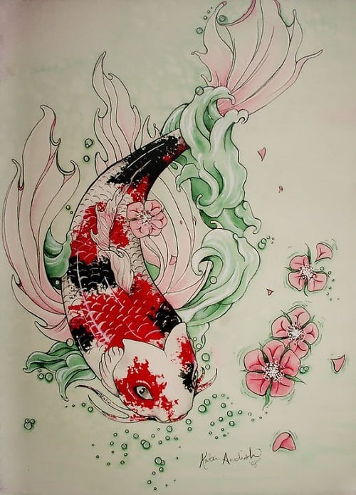 Beautiful Dotted Koi Fish Tattoo