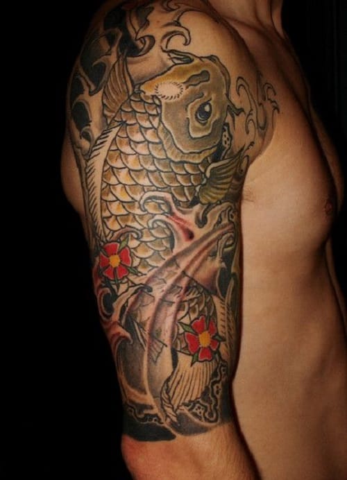 Beautiful Half Sleeve Koi Tattoo
